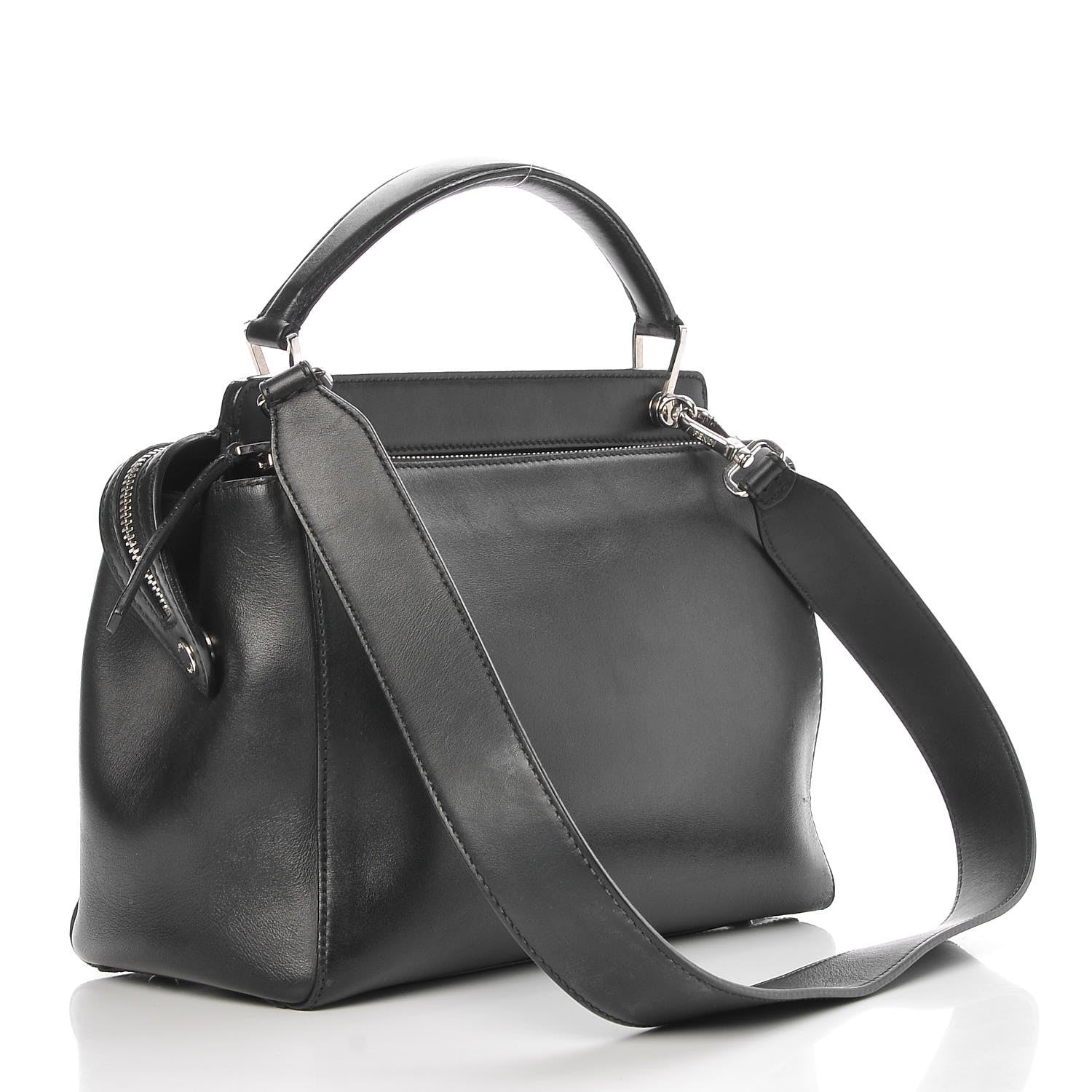 Fendi Vitello Baltico Dolce DotCom Satchel Black Blue Royal 3 of 16