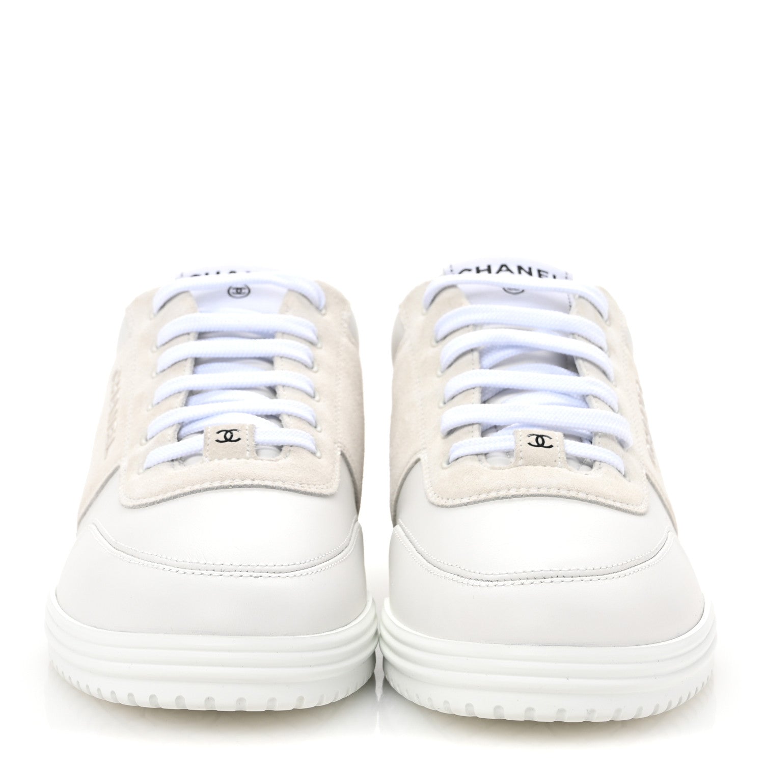 Chanel Calfskin Suede Coco Mark Logo Womens Sneakers 40 White 3 of 12