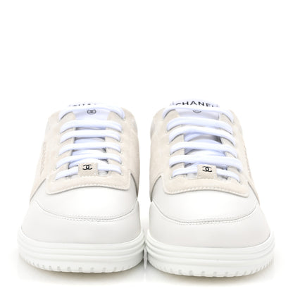 Chanel Calfskin Suede Coco Mark Logo Womens Sneakers 40 White 3 of 12