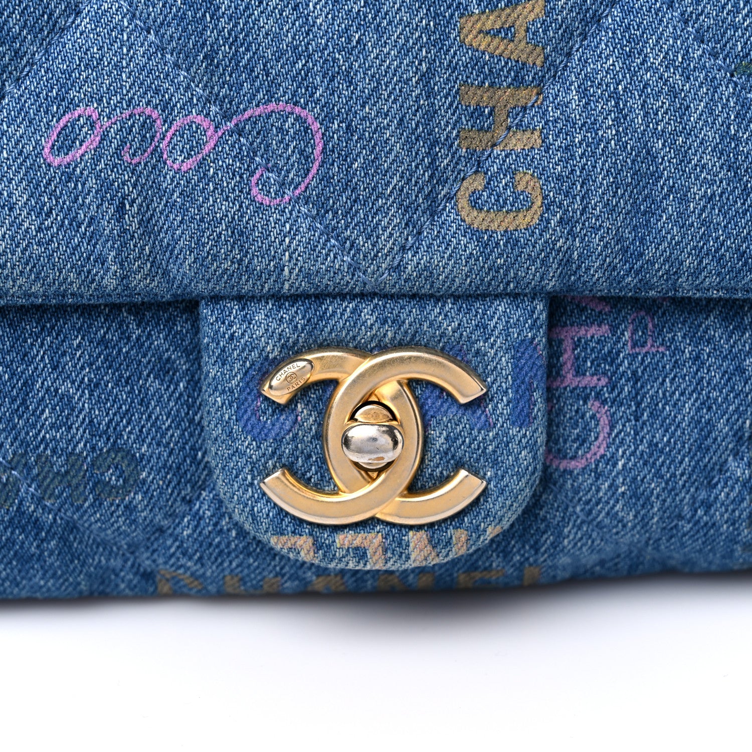 Chanel Denim Quilted Denim Large Mood Flap Blue Multicolor 13 of 13