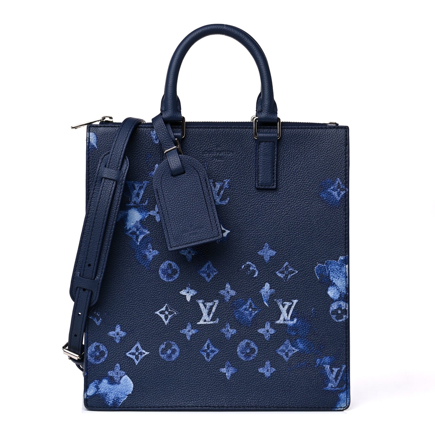 Monogram Ink Watercolor Sac Plat Zippé Blue