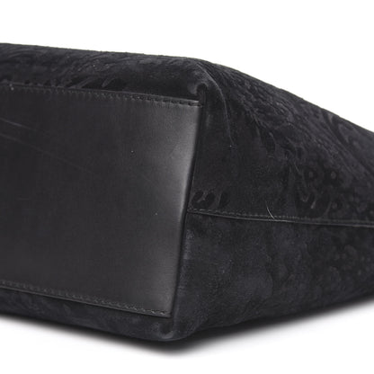 Gucci Nubuck Brocade Medium Soft Stirrup Tote Black 10 of 14