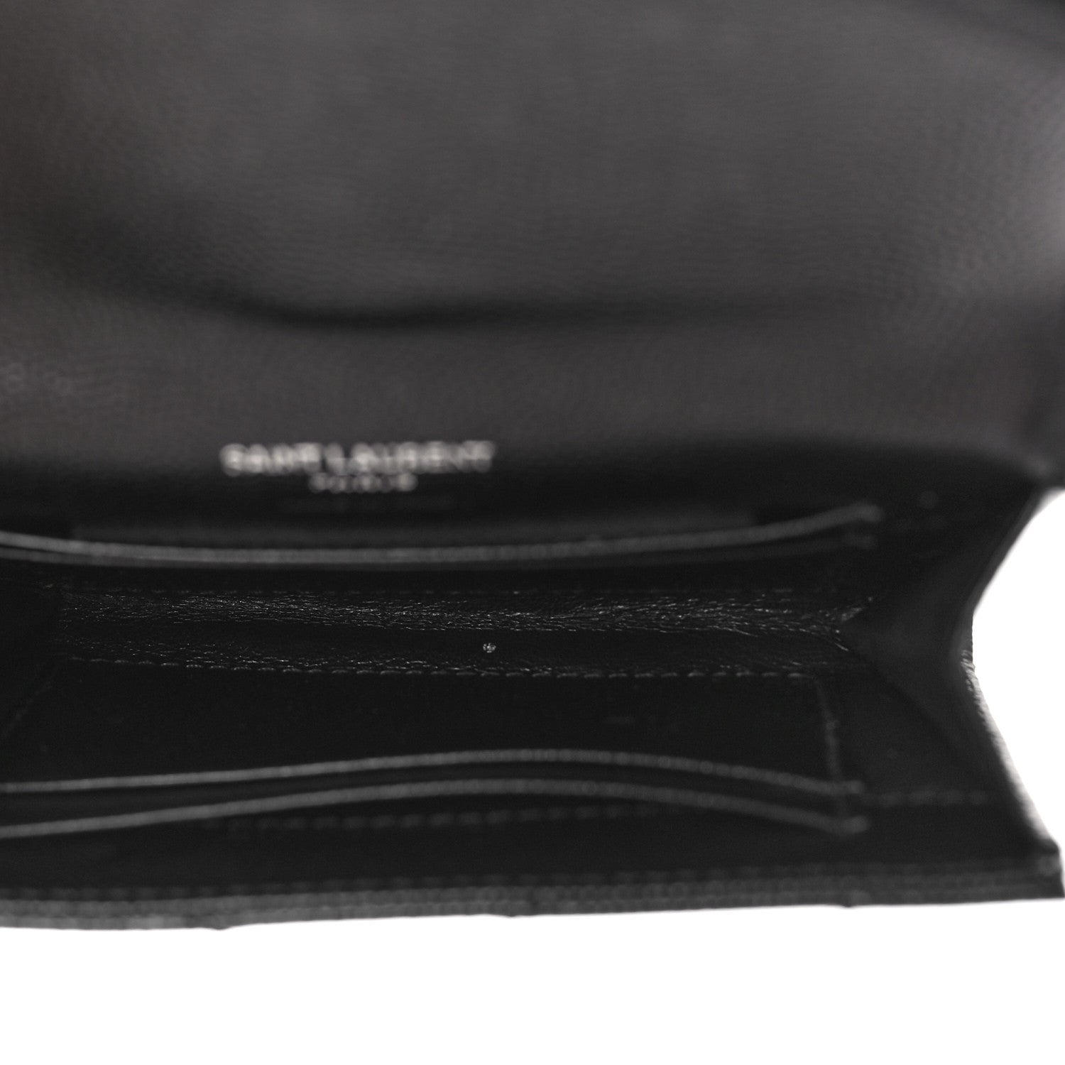Saint Laurent Grain De Poudre Matelasse Chevron Small Monogram Envelope Wallet Black 5 of 8