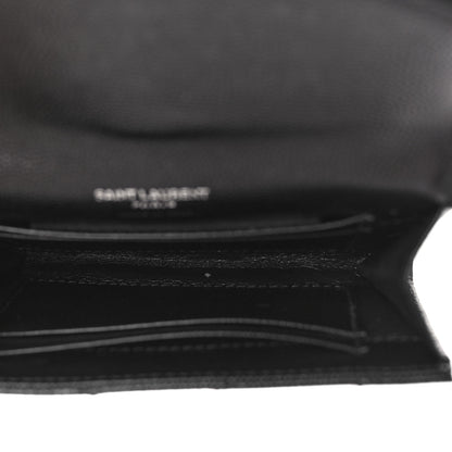 Saint Laurent Grain De Poudre Matelasse Chevron Small Monogram Envelope Wallet Black 5 of 8