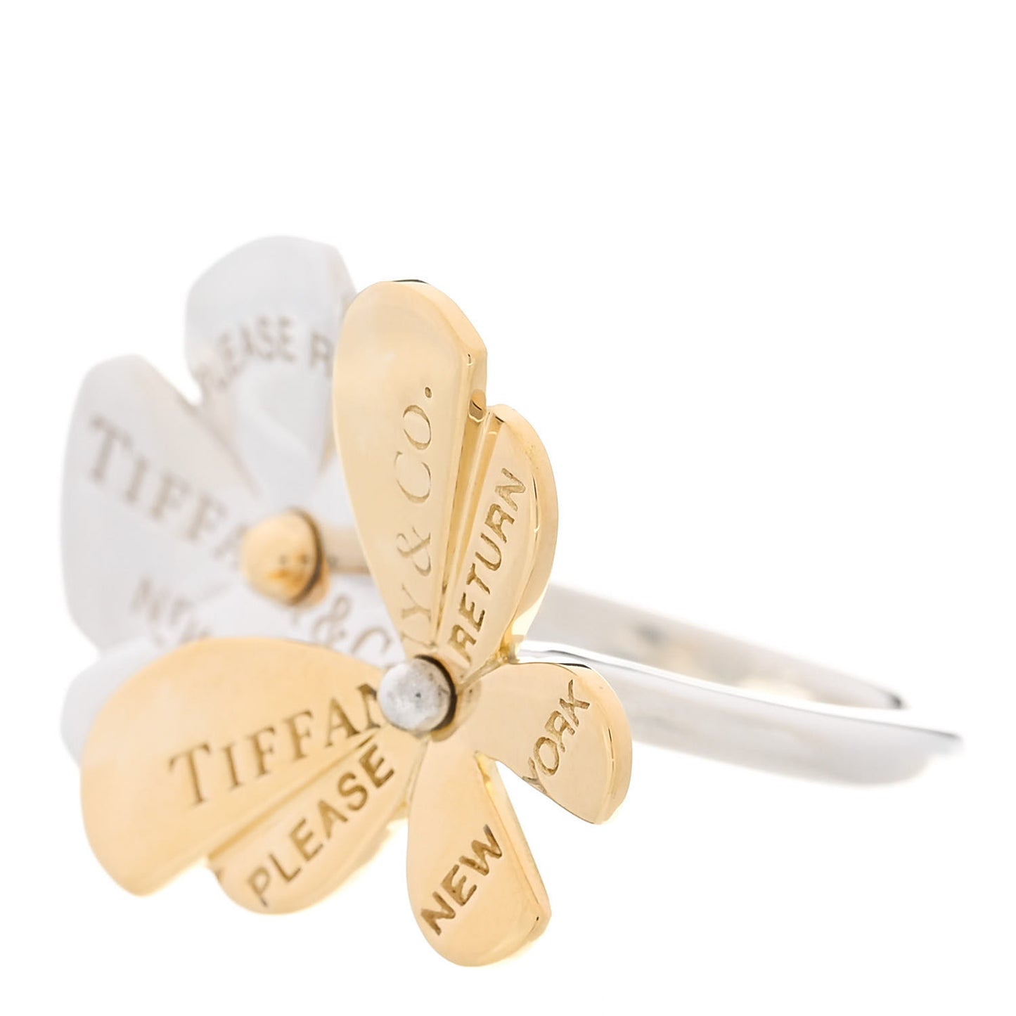 18K Yellow Gold Sterling Silver Return to Tiffany Love Bugs Butterfly Flower Ring 49 5