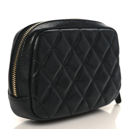 Chanel Caviar Quilted Small Curvy Pouch Cosmetic Case Black 3 of 8
