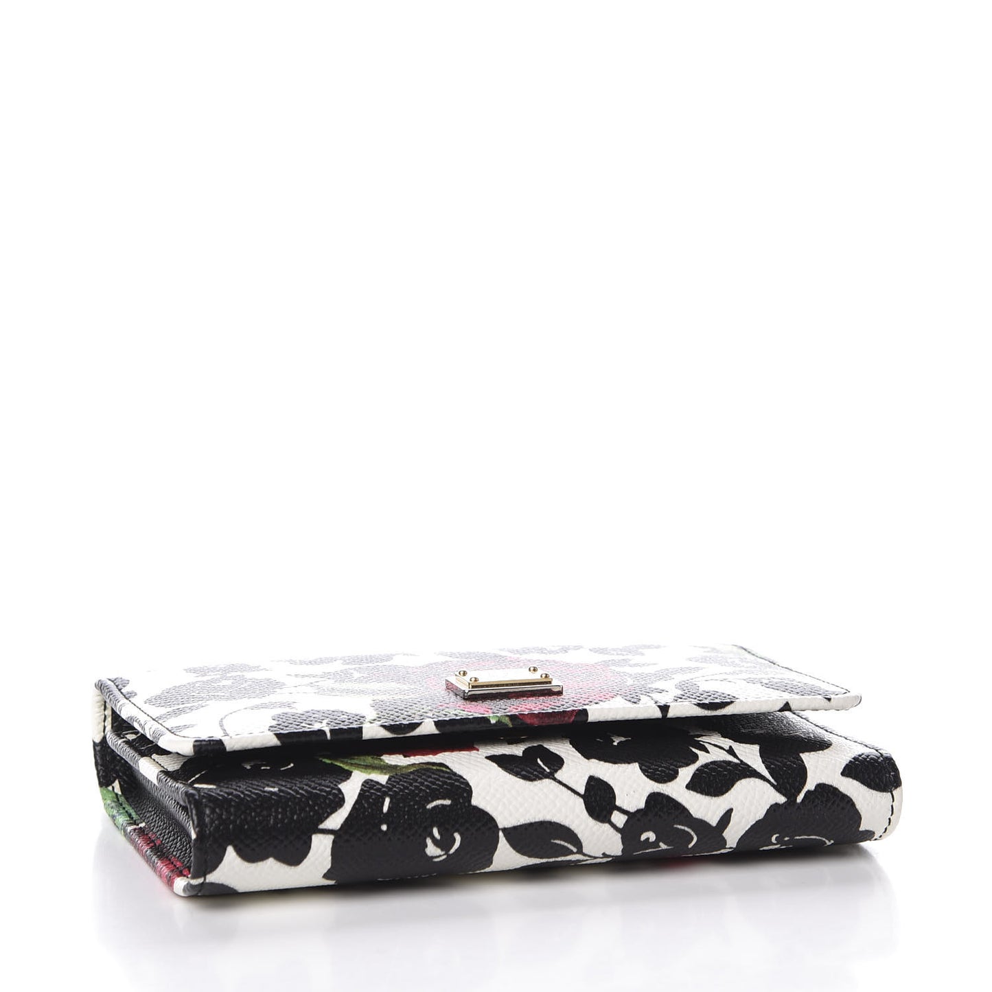 Dauphine Flower Printed Wallet On Chain Black White
