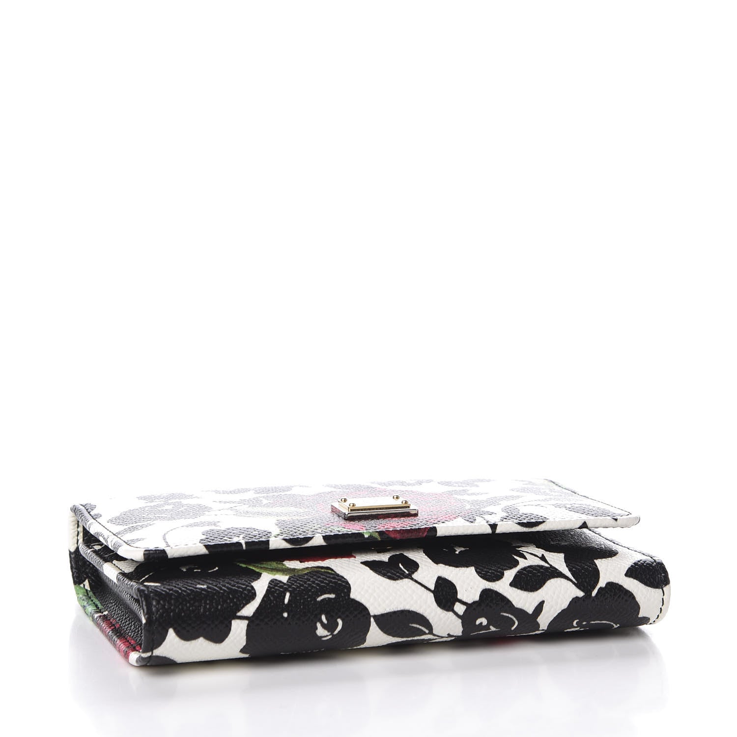 Dolce & Gabbana Dauphine Flower Printed Wallet On Chain Black White 3 of 10