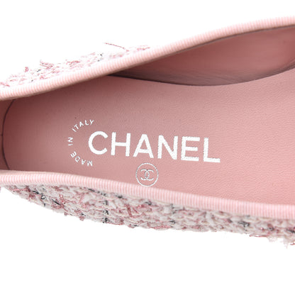 Chanel Tweed Grosgrain Cap Toe Ballerina Flats 38 Pink Black 6 of 17