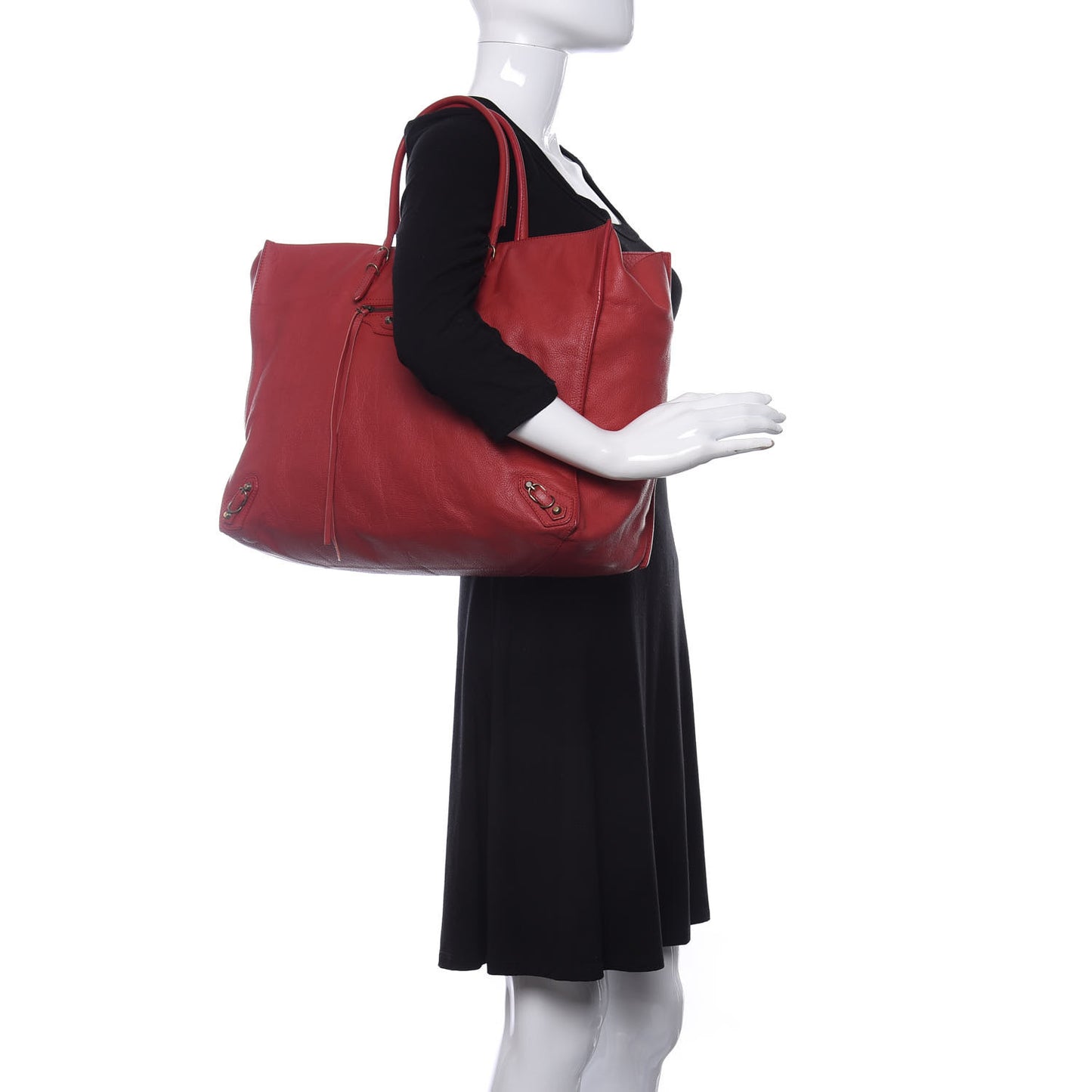 Veau Souple Papier A4 Zip Around Tote Rouge