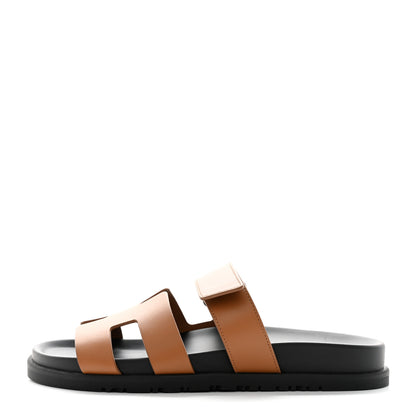 Hermes Calfskin Womens Chypre Sandals 38.5 Naturel 1 of 9
