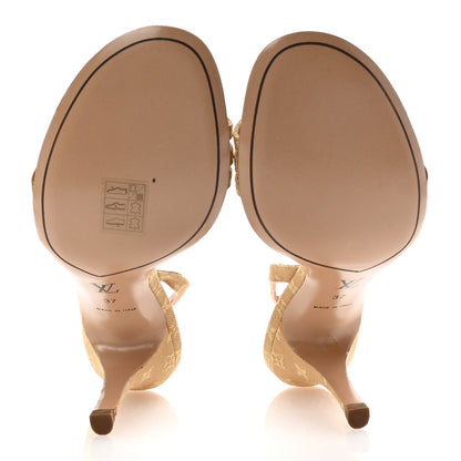 Louis Vuitton Mini Lin Slingback Sandals 37 Camel 6 of 10