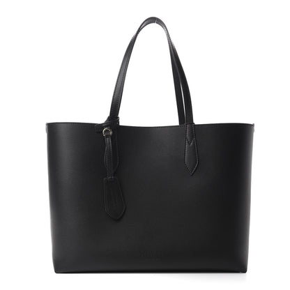 Burberry Grainy Calfskin Haymarket Check Medium Reversible Tote Black 1 of 16