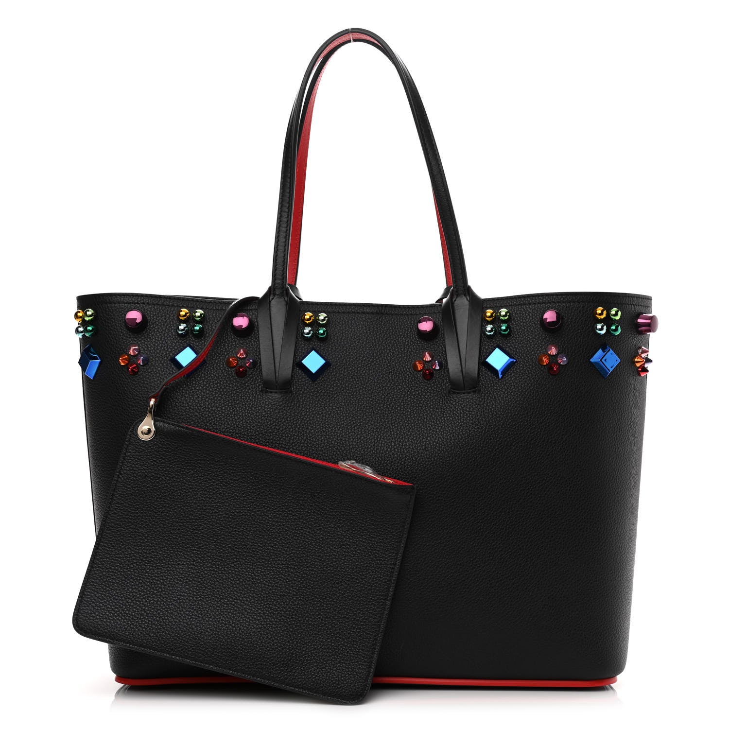 Christian Louboutin Calfskin Empire Spike Studded East West Cabata Tote Black 1 of 11