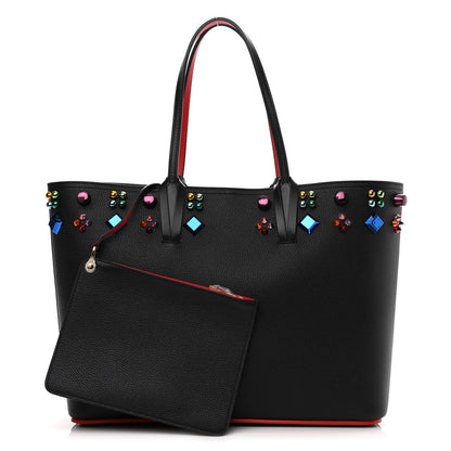 Christian Louboutin Calfskin Empire Spike Studded East West Cabata Tote Black 1 of 11