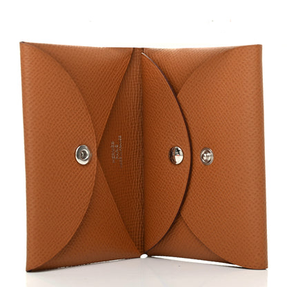 Hermes Epsom Calvi Duo Card Case Gold 5 of 8