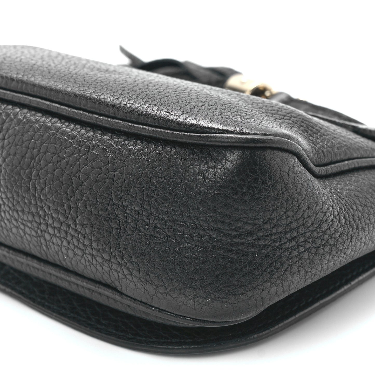 Pebbled Calfskin Small Soho Flap Crossbody Black