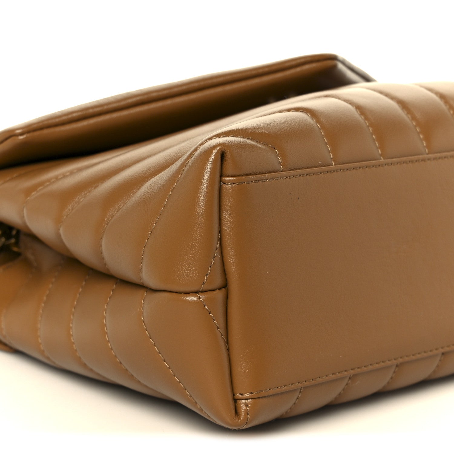 Saint Laurent Calfskin Y Quilted Monogram Small Loulou Chain Satchel Dark Natural 11 of 12