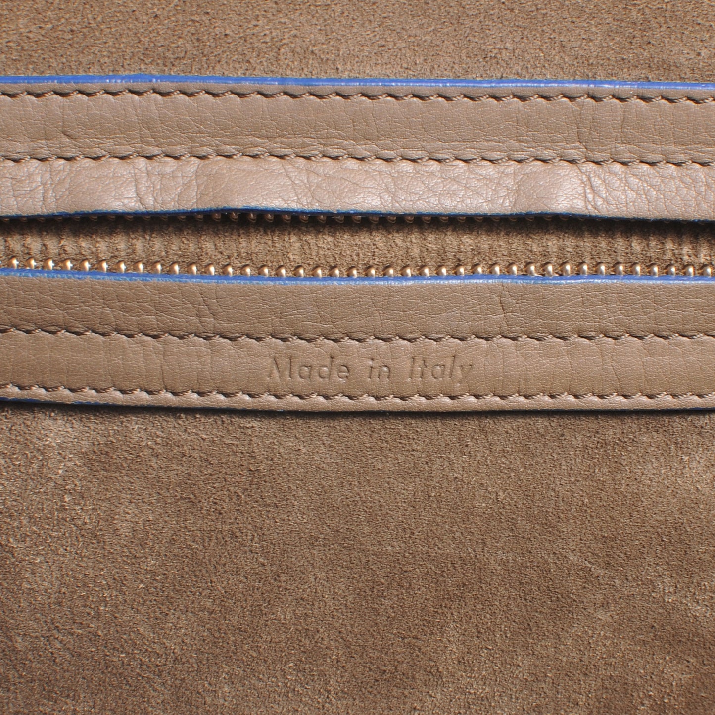Smooth Calfskin Large Phantom Luggage Khaki Cobalt Trim