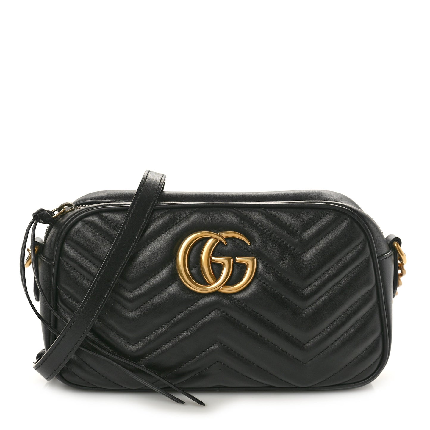 Calfskin Matelasse Small GG Marmont Chain Shoulder Bag Black