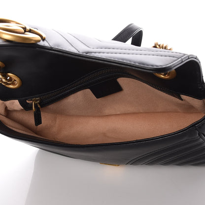Gucci Calfskin Matelasse Small GG Marmont Shoulder Bag Black 5 of 9