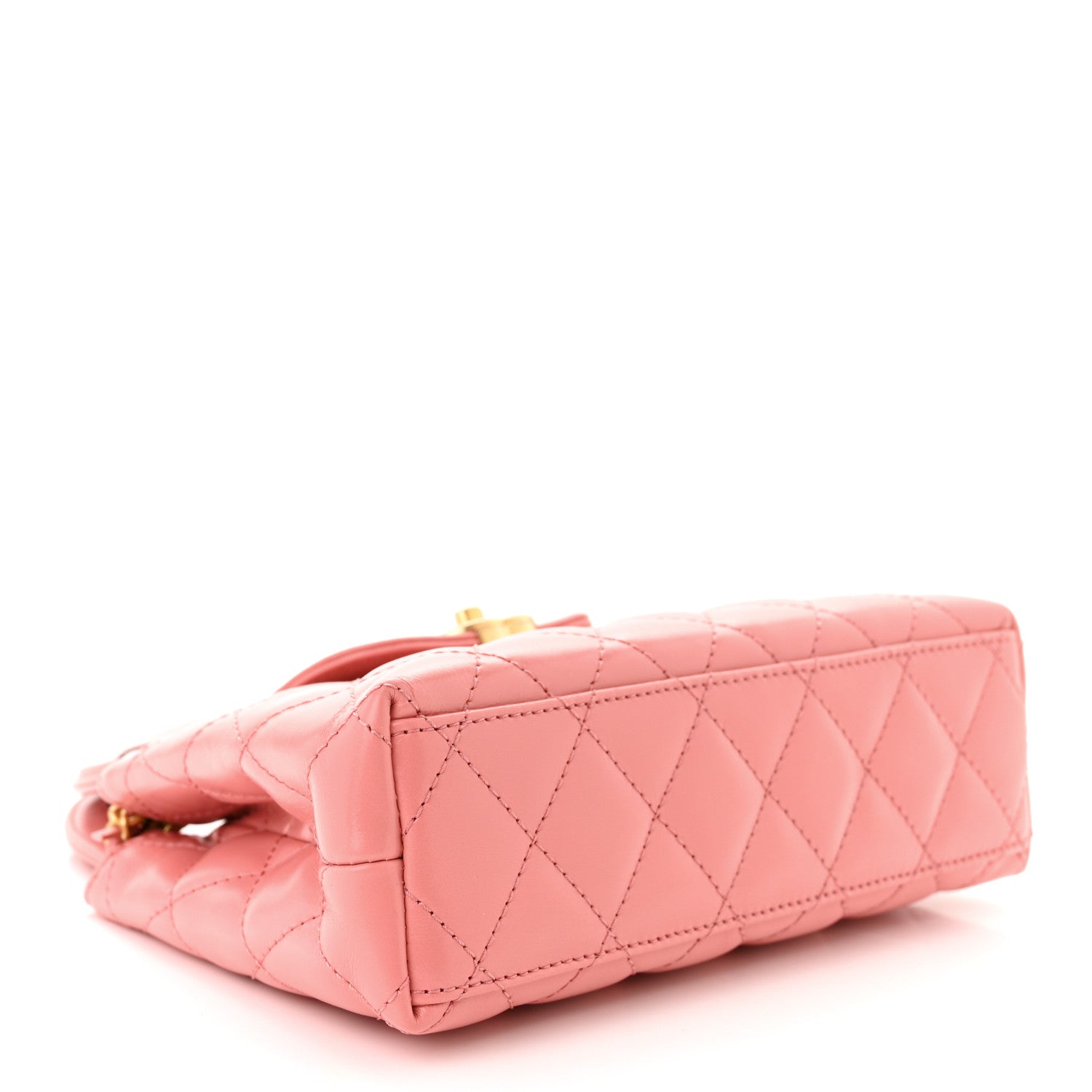 Chanel Shiny Aged Calfskin Quilted Nano Kelly Shopper Coral Pink 4 of 10