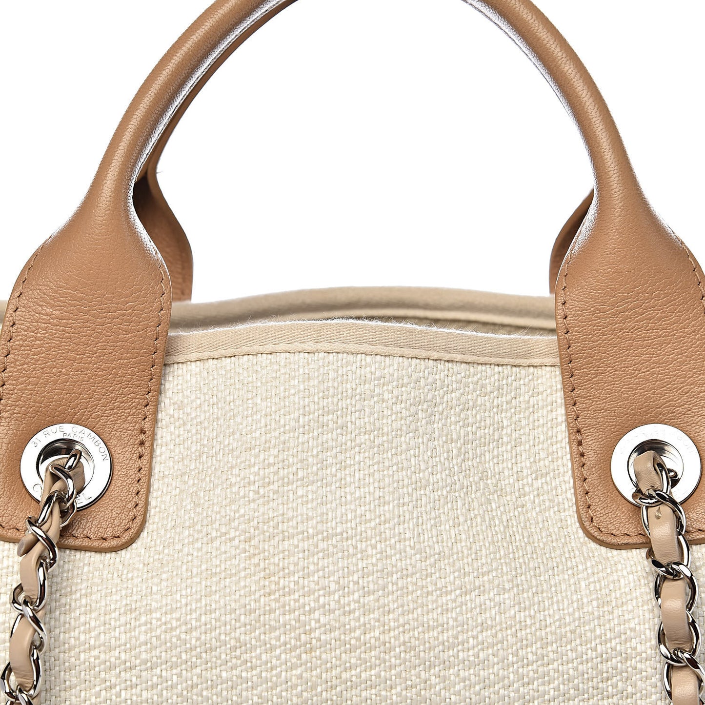 Canvas Large Shopping Tote White Beige