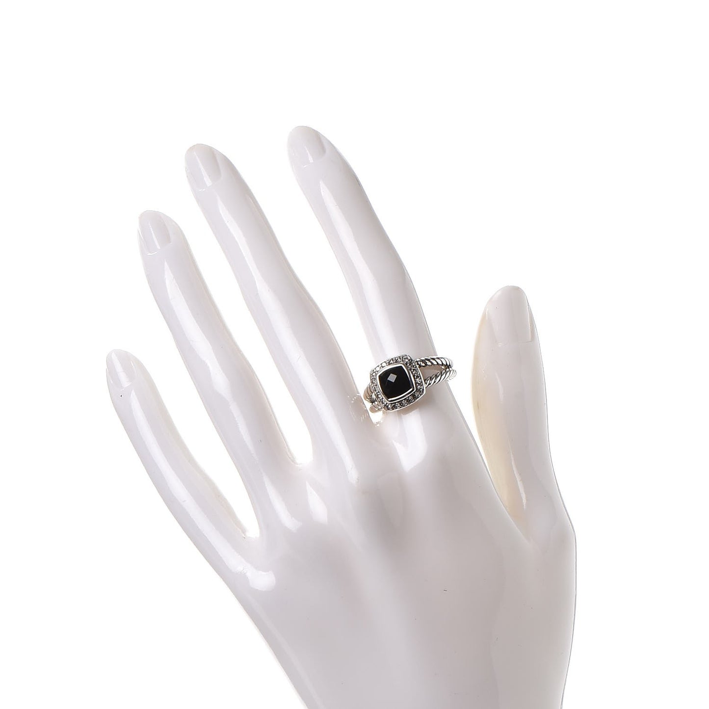 Sterling Silver Diamond Black Onyx 7mm Petite Albion Ring 53 6.25