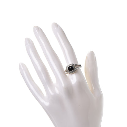 David Yurman Sterling Silver Diamond Black Onyx 7mm Petite Albion Ring 53 6.25 2 of 5