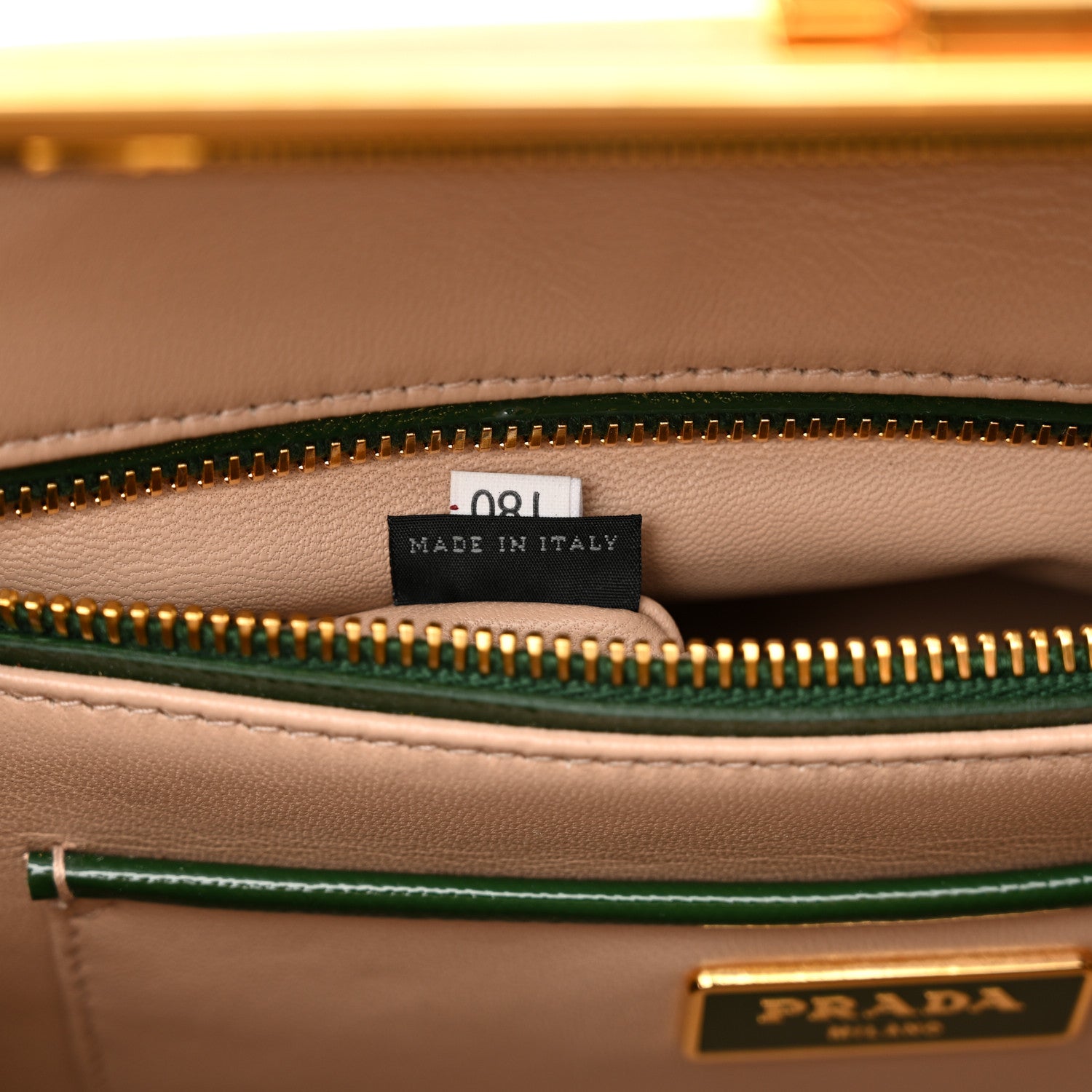 Prada Saffiano Vernice Pyramid Bag Larice Sabbia 7 of 16