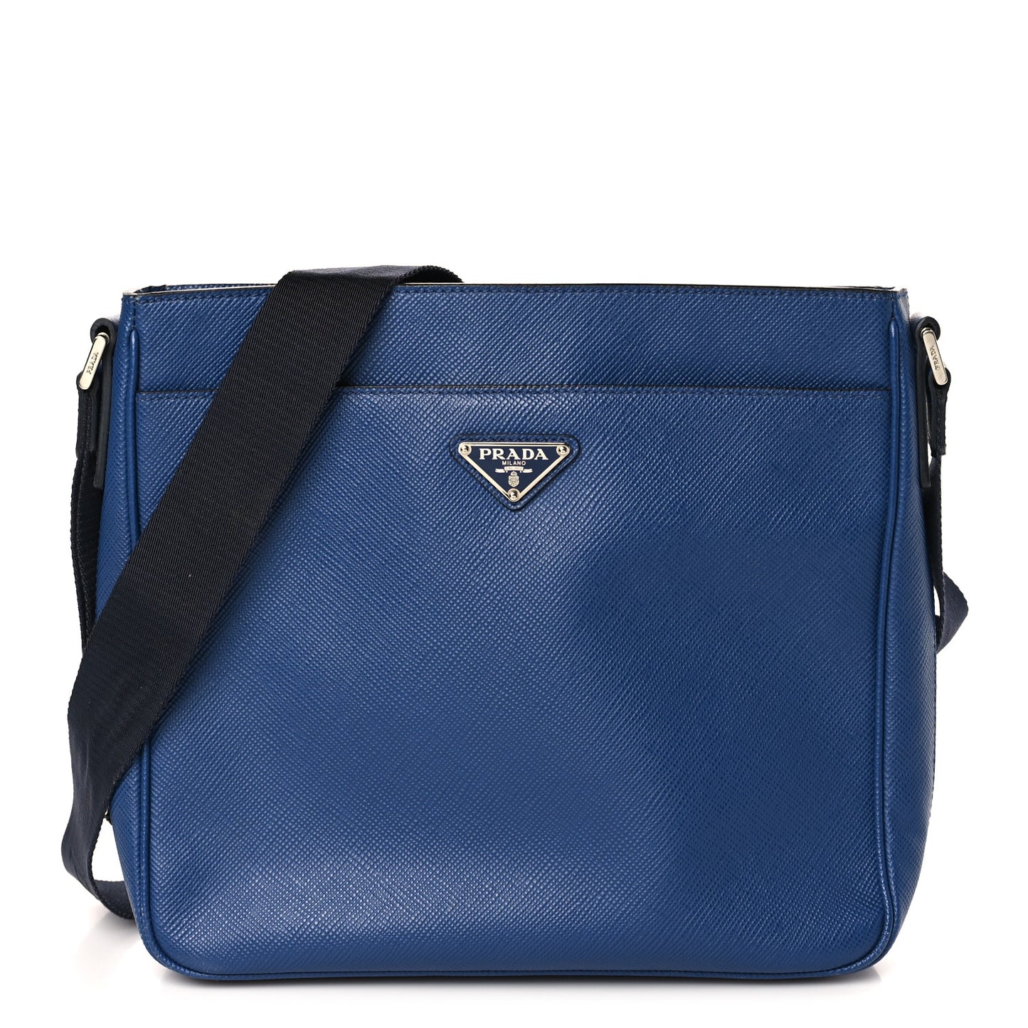 Saffiano Cuir Flat Messenger Bag Bluette