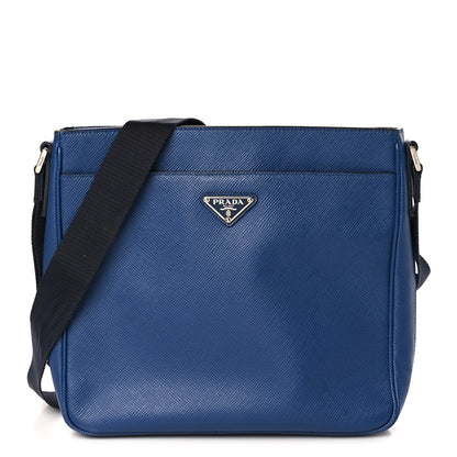 Prada Saffiano Cuir Flat Messenger Bag Bluette 1 of 8