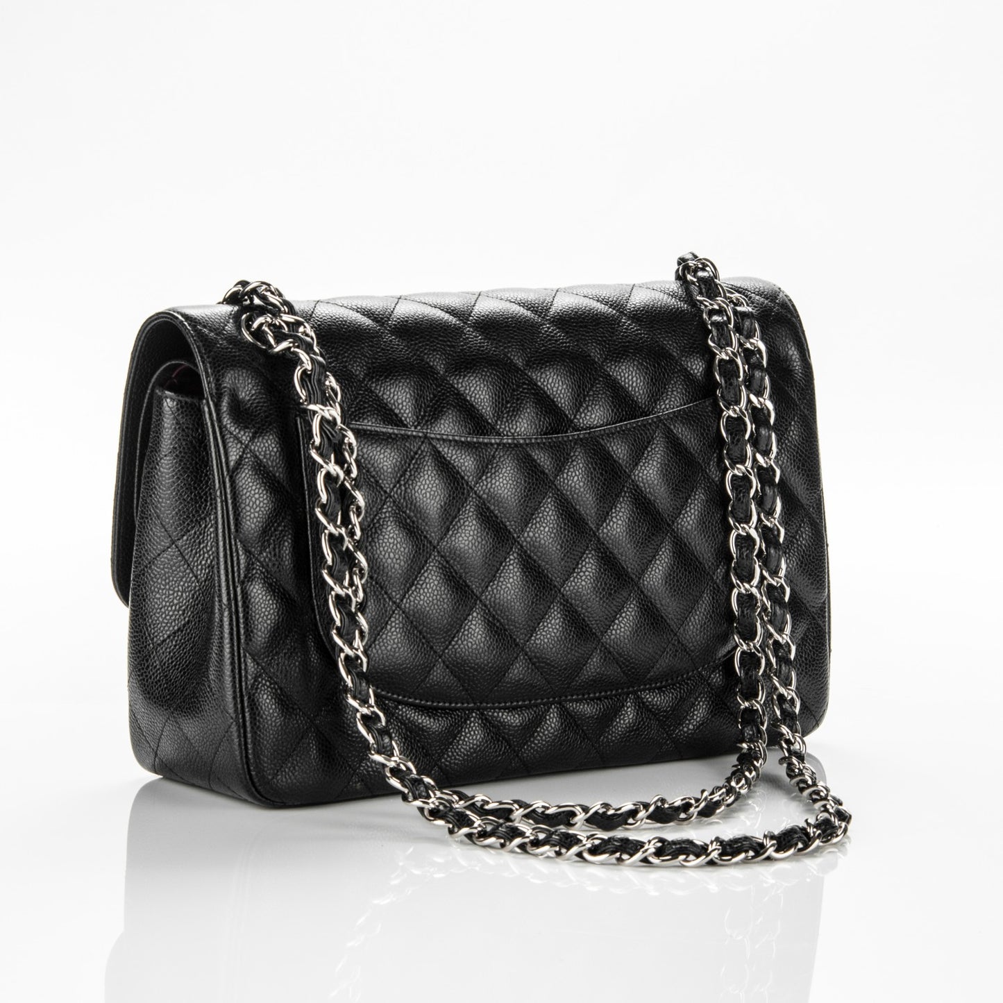 Caviar Quilted Jumbo Double Flap Black