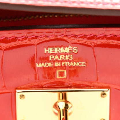 Hermes Shiny Alligator Kelly Longue Wallet Geranium 6 of 8