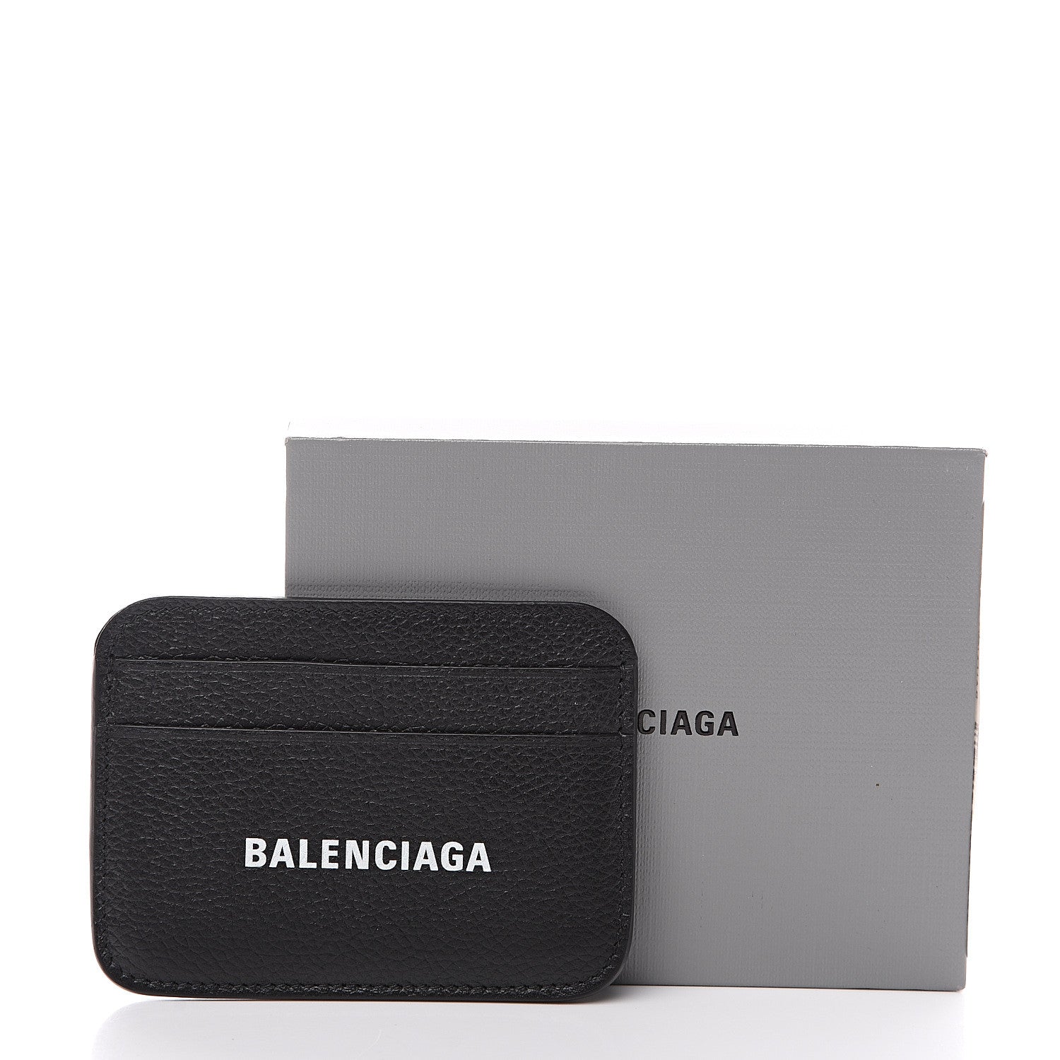 Balenciaga Grained Calfskin Logo Cash Rounded Card Holder Black White 5 of 5