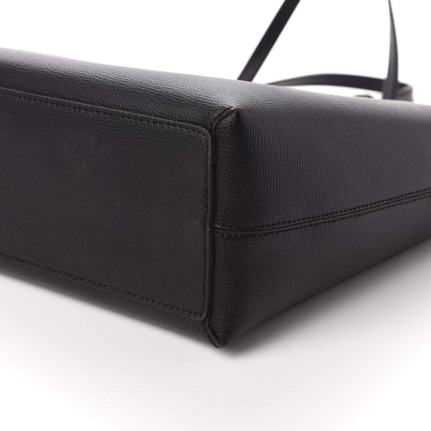 Grainy Calfskin Haymarket Check Medium Reversible Tote Black