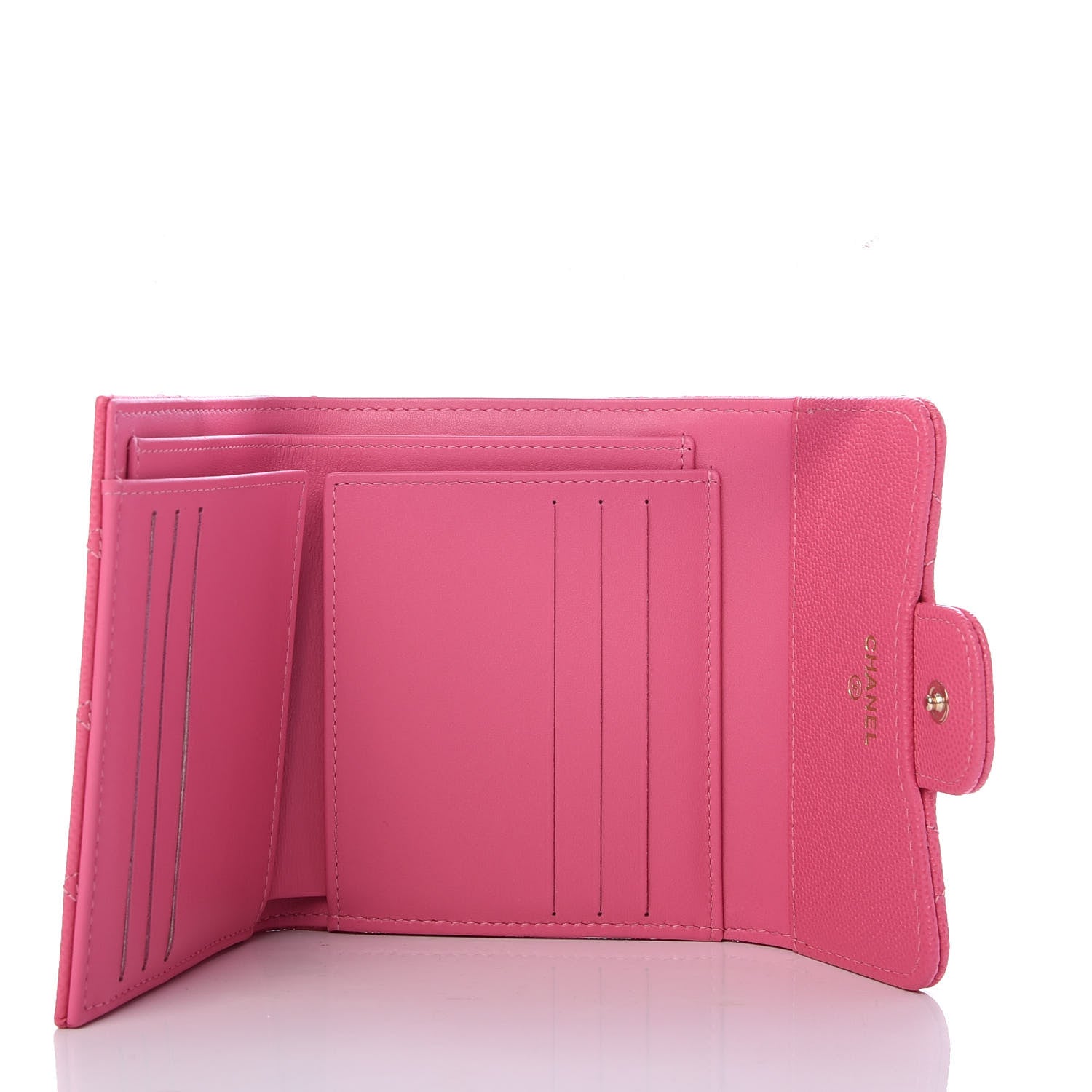 Chanel Caviar Quilted Compact Flap Wallet Pink 5 of 7