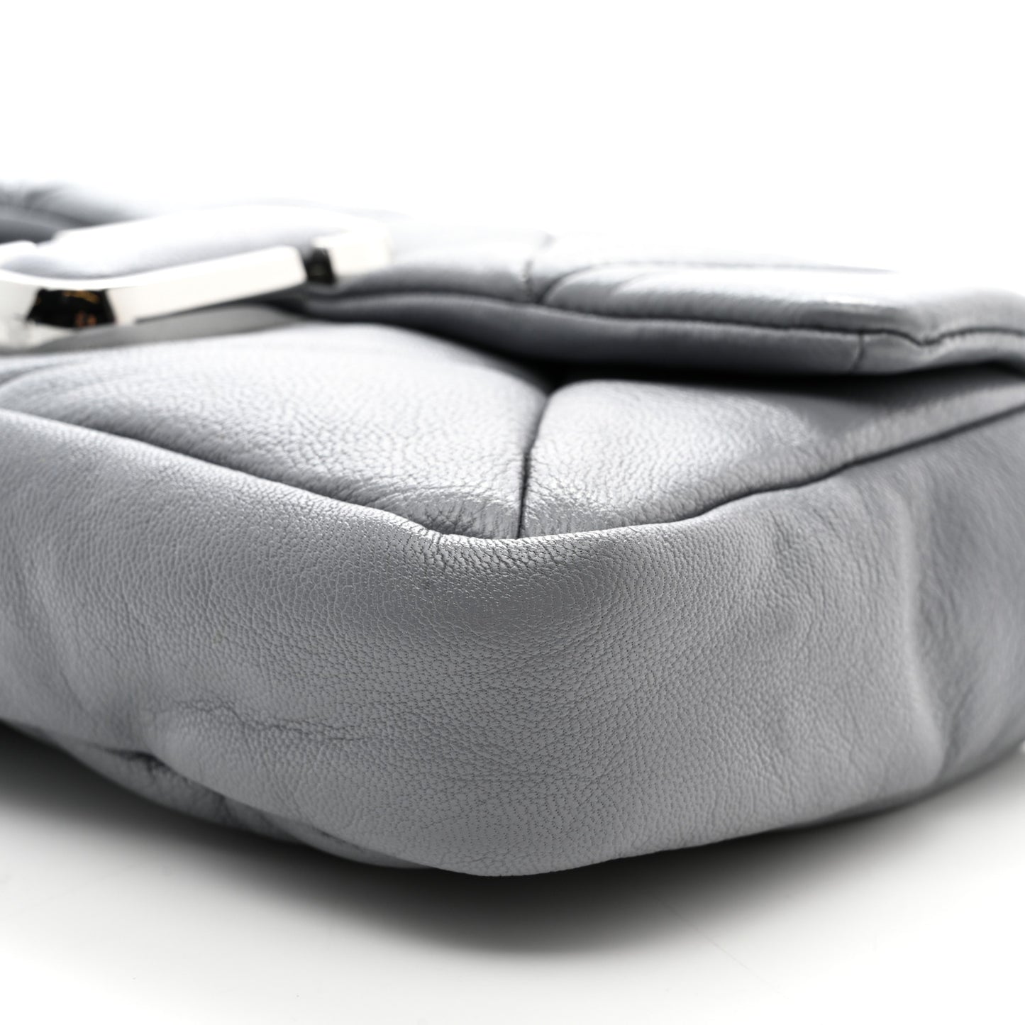 Goatskin Quilted J The Puffy Diamond Shoulder Bag Wolf Grey