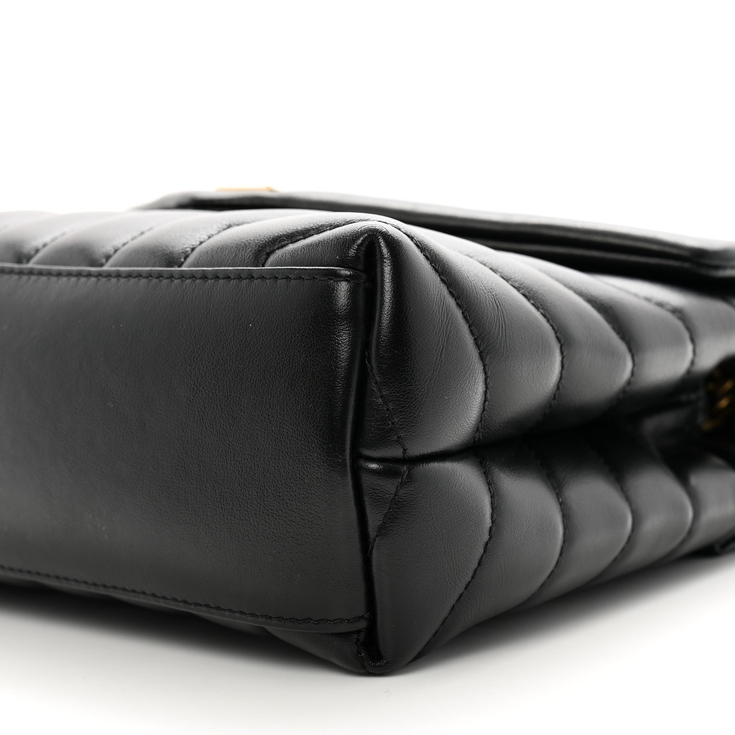 Calfskin Y Quilted Monogram Small Loulou Chain Satchel Black