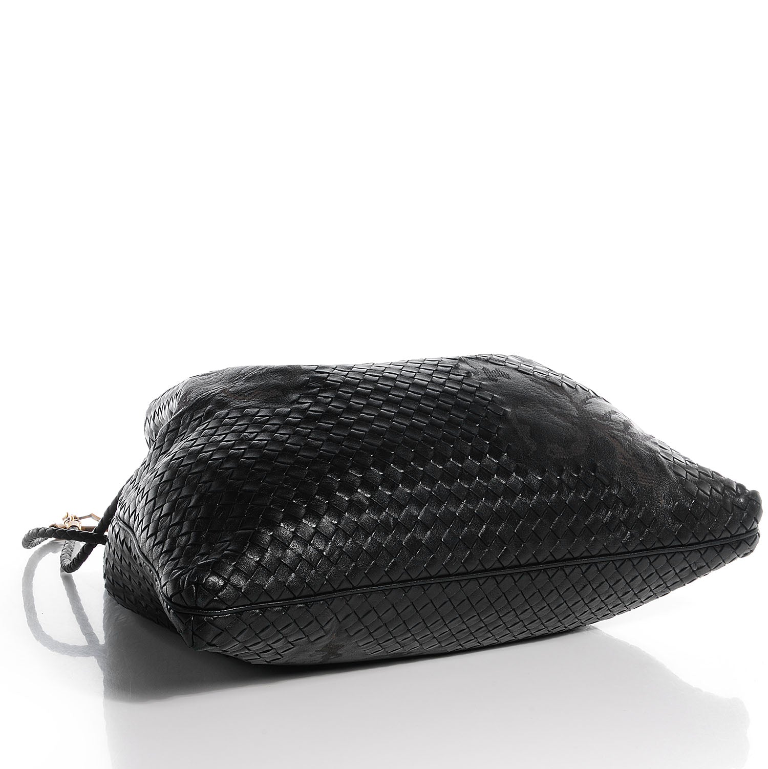 Bottega Veneta Waxed Leather Intrecciato Farfalle Draw-String Bag Nero Black 4 of 10