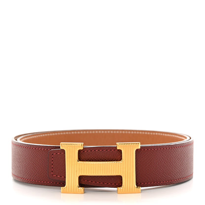 Hermes Epsom 32mm Striee H Belt 80 32 Gold Rouge H 2 of 7
