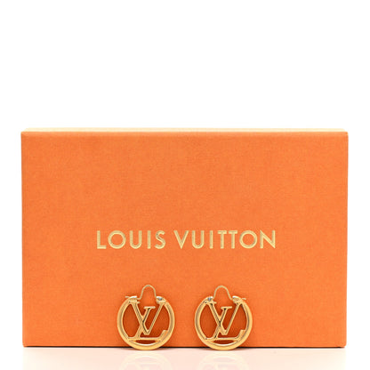 Louis Vuitton Metal Small Louise Hoop Earrings Gold 4 of 4
