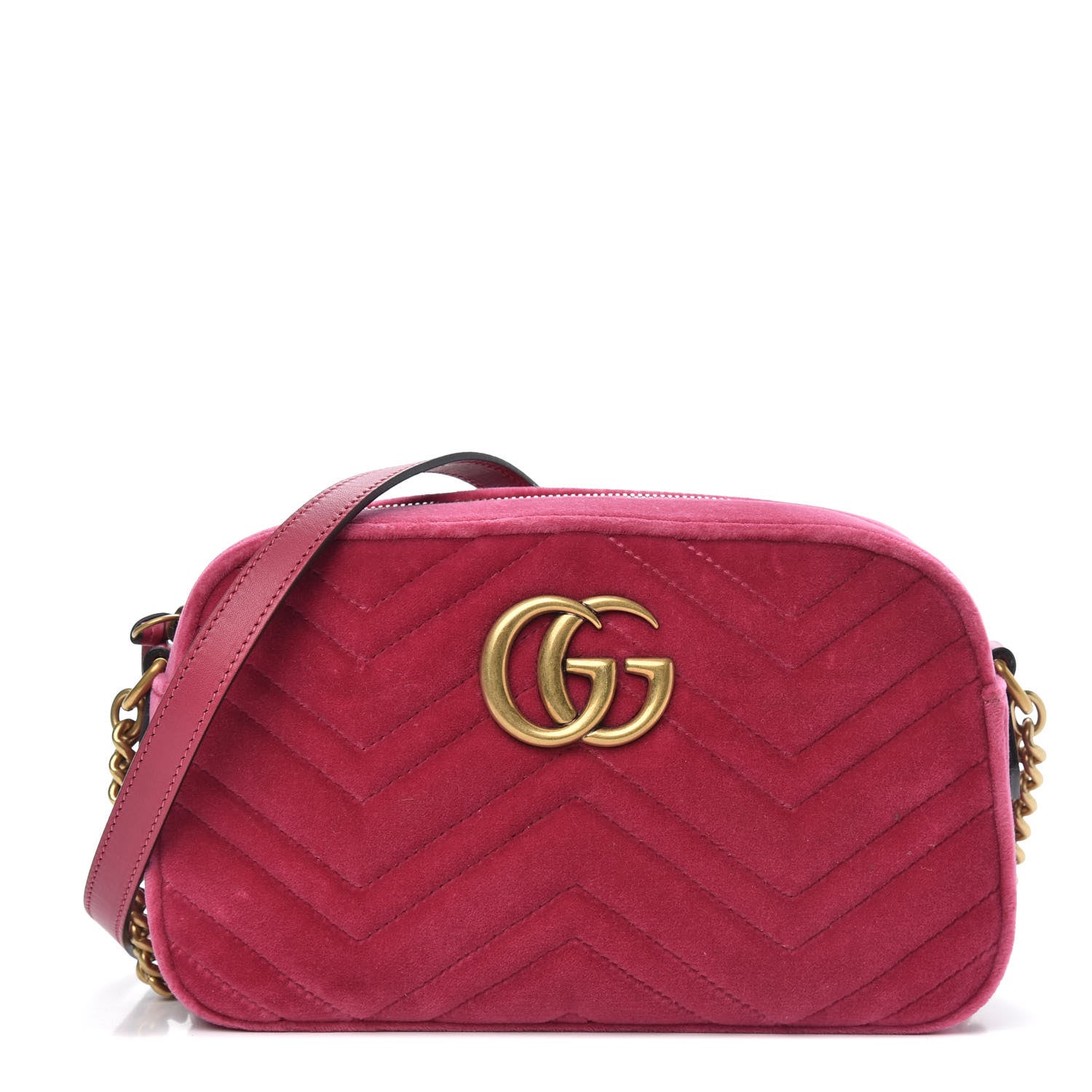 Gucci Velvet Matelasse Small GG Marmont Chain Shoulder Bag Light Raspberry Rose 1 of 12