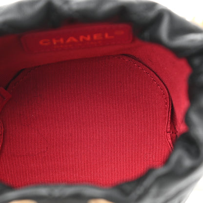 Chanel Calfskin Quilted Pearl Mini About Pearls Drawstring Bucket Bag Black 5 of 9