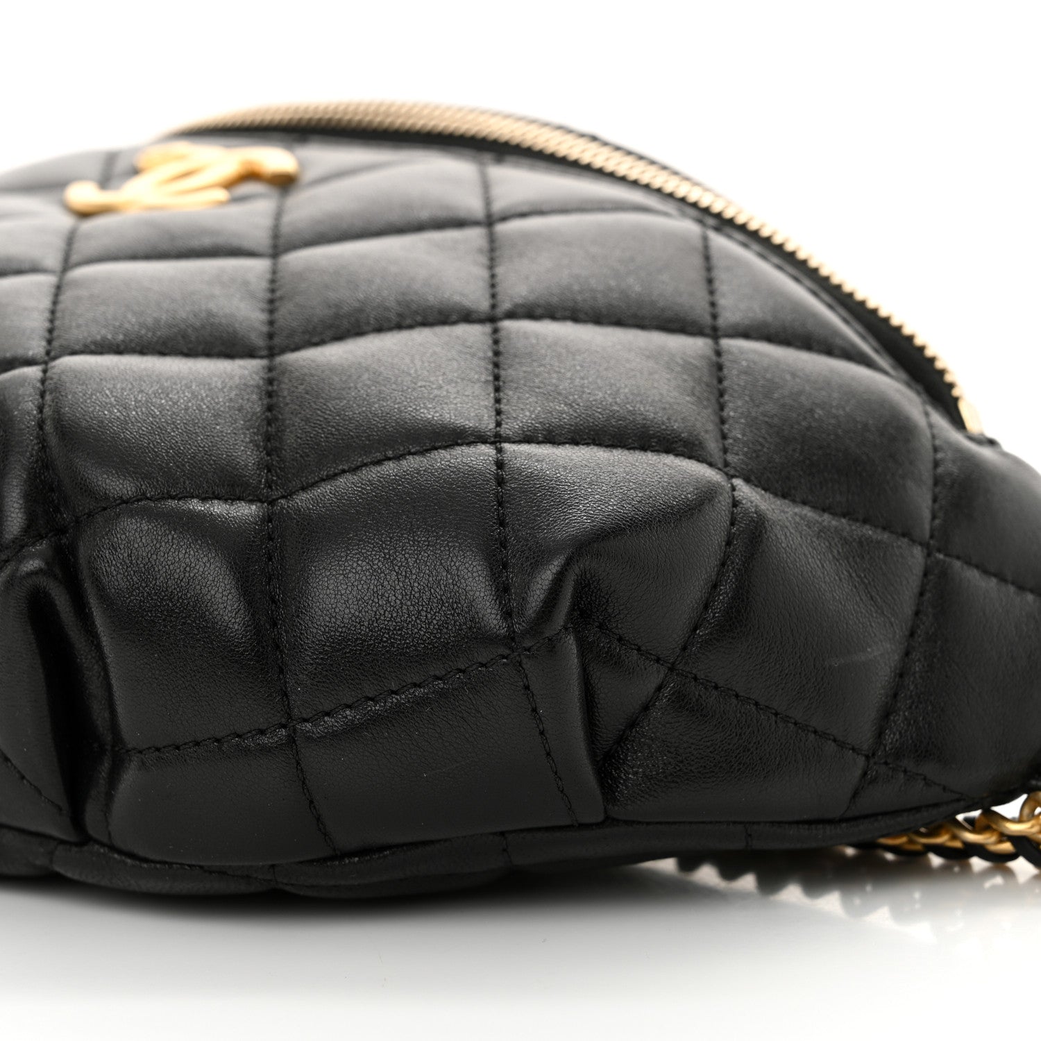 Chanel Shiny Lambskin Quilted Belt Bag Black 10 of 10