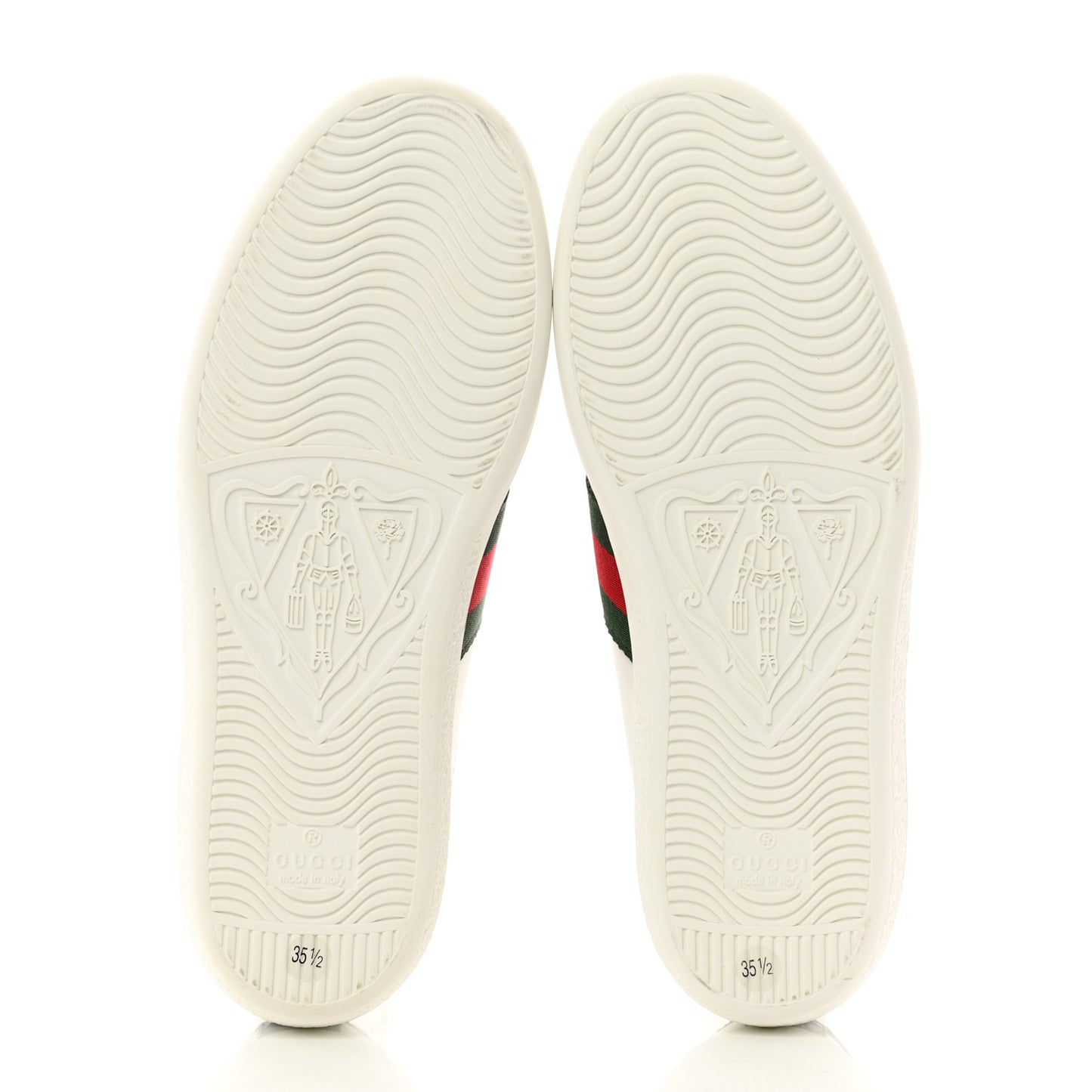 Calfskin Crocodile Web Womens Ace Sneakers 35.5 White Green