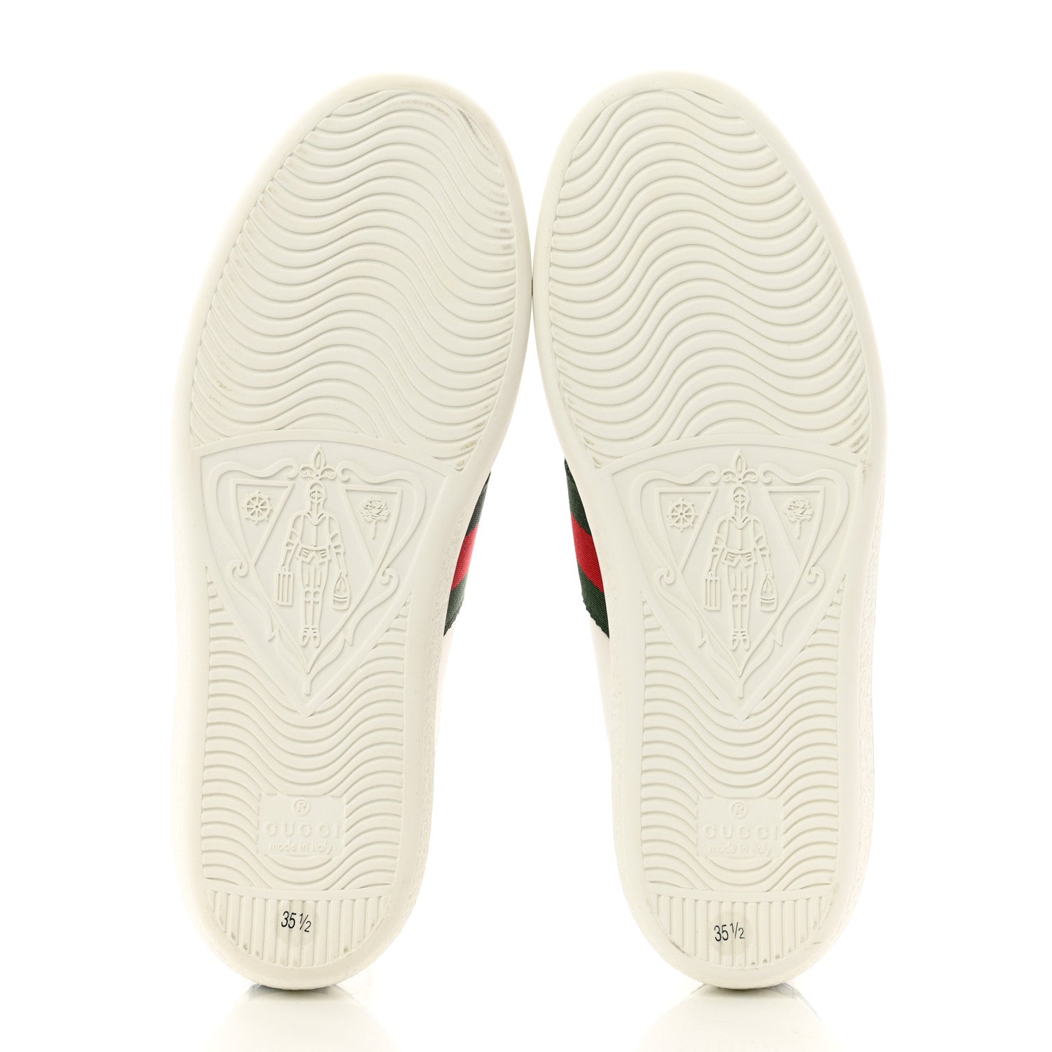Gucci Calfskin Crocodile Web Womens Ace Sneakers 35.5 White Green 5 of 9