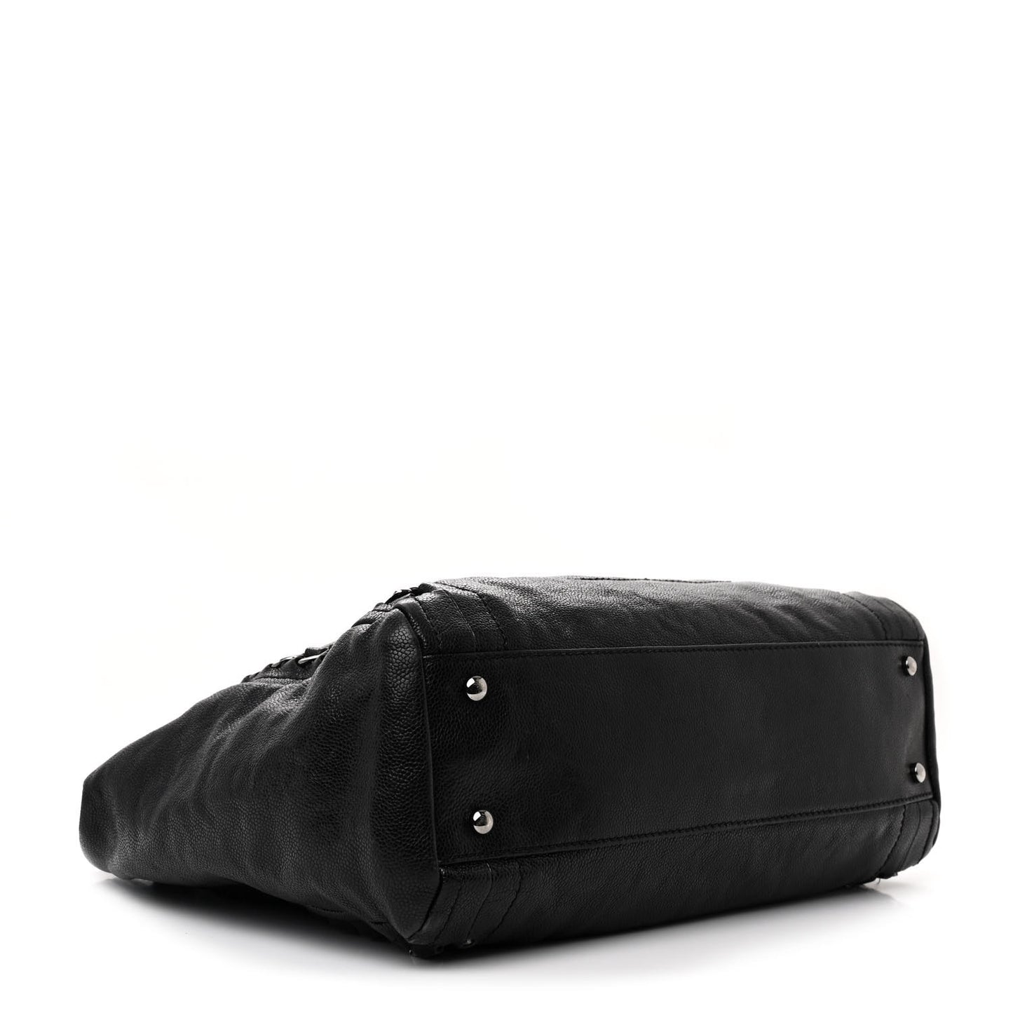 Glazed Calfskin Modern Chain Tote Black