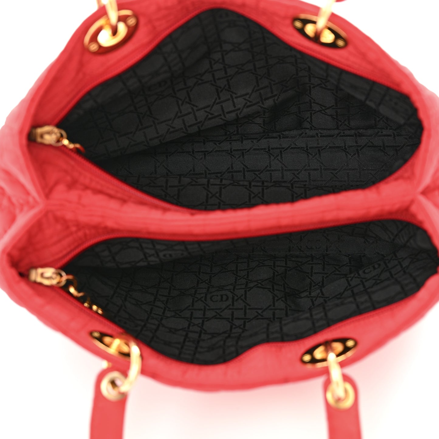 Nylon Cannage Large Lady Dior Red