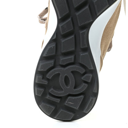 Chanel Goatskin Suede CC Sneakers 37.5 Dark Beige 9 of 11